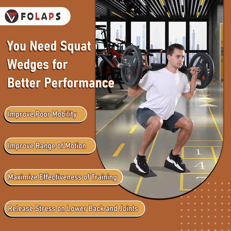 Folaps Squat Wedge Block with Guide for Heel Elevated Squat Weightlifting Slant Board for Squats with Carry Bag to Improve Mobility Balance and Strength - Image 2