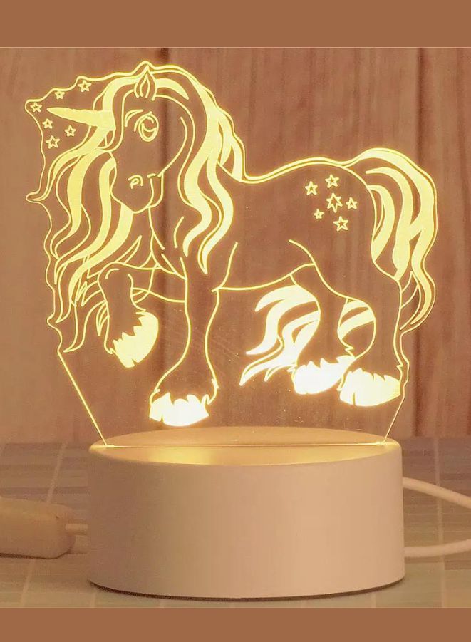 Fatio Unicorn 3D LED Acrylic Night Light | USB & Battery Powered Kids Bedroom Table Lamp | 20 x 20 x 11 cm - Image 1