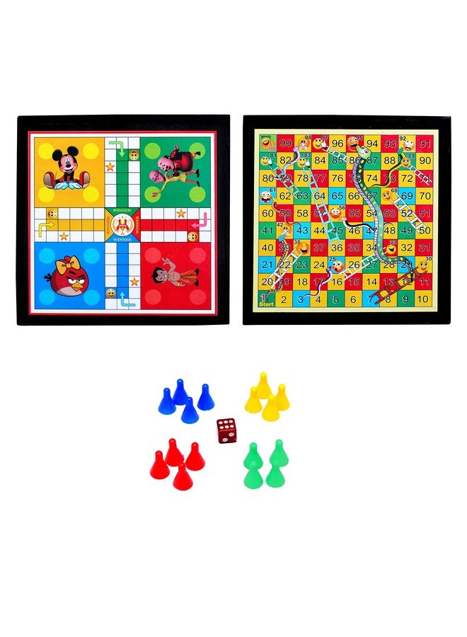 DAYSTAR Wooden Ludo Board Game Snake Ladder with Dice & Coin Set (12 in)(Combo of 2) - Image 1
