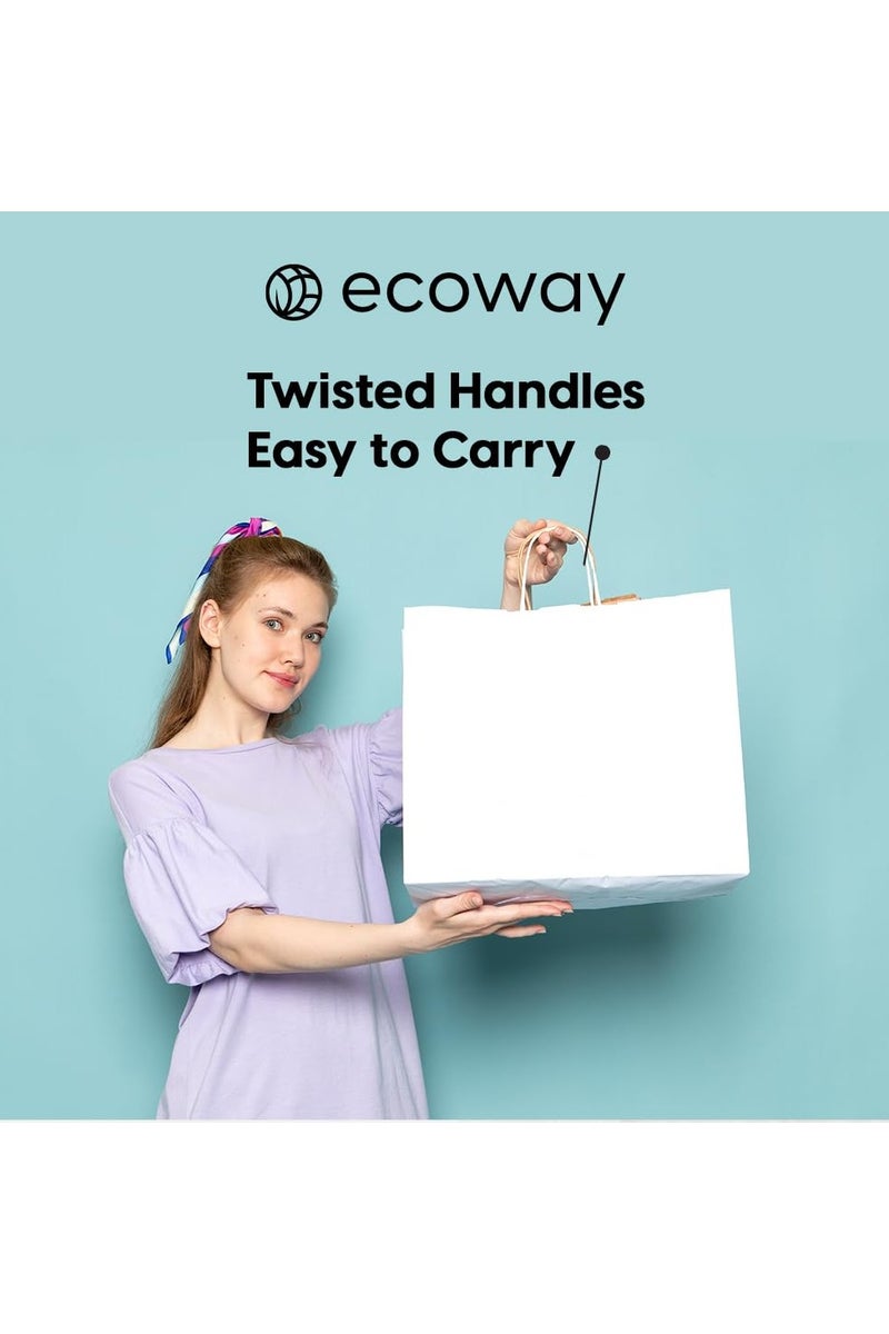 ايكواي Ecoway Kraft Paper Bags - Pack Of 50 Craft Large Paper Grocery Bags With Handles For Shopping, Party, Birthday, Wedding Gift, Retail, Merchandies Ecofreindly Reusable White (32 X18 X 35 CM) - Image 4