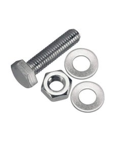 Generic 12 pcs Hex Head Screw Bolts Nuts & Washers Fully Thread GI Plain Finish Bolt Set. (12, 25MM)  - Image 1