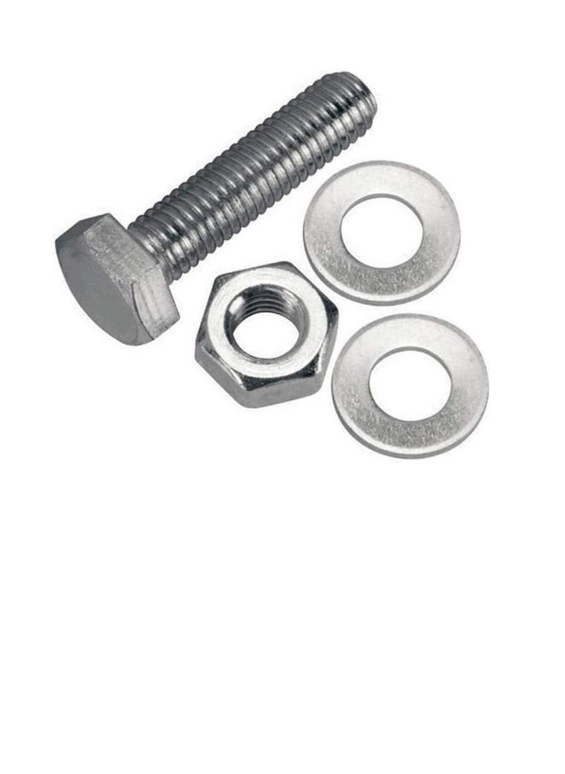 Generic 12 pcs Hex Head Screw Bolts Nuts & Washers Fully Thread GI Plain Finish Bolt Set. (12, 25MM)  - Image 2