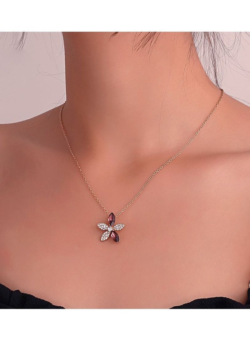 ساتينور خمر الزركون قلادة زهرة هندسية - Image 2