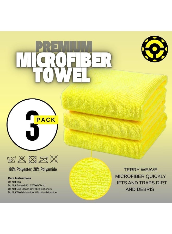 MT Best Buy MT Premium Microfiber Cleaning Towels (Pack of 3), Highly Absorbent, Lint-Free, Scratch-Free, Soft and Durable, Multipurpose Cleaning Cloths for Cars, Glass, Home, Kitchen, Gym, and Electronics - Image 3