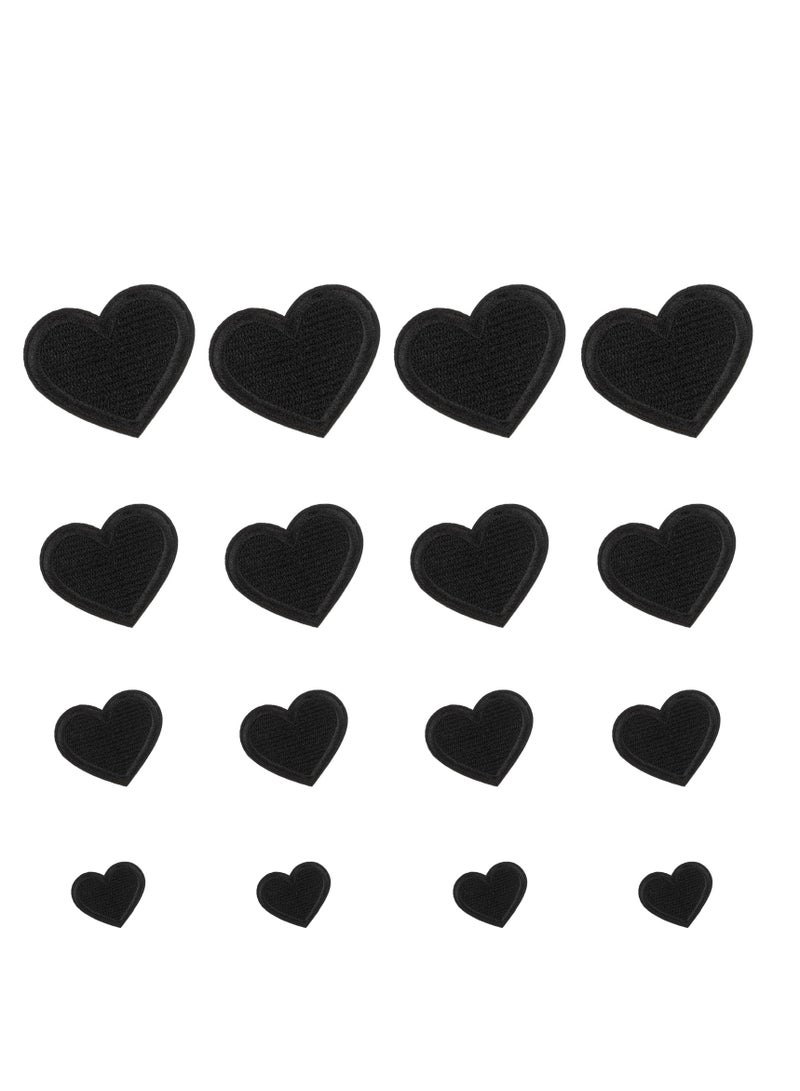 رقع مكواة على شكل قلب، 16 قطعة، 4 مقاسات، زينة مطرزة للملابس والإكسسوارات جاكيتات جينز قبعات حقائب ظهر - Image 1