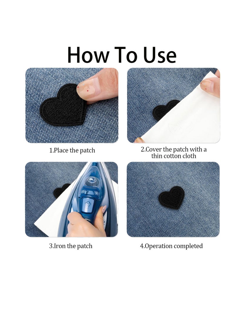 رقع مكواة على شكل قلب، 16 قطعة، 4 مقاسات، زينة مطرزة للملابس والإكسسوارات جاكيتات جينز قبعات حقائب ظهر - Image 3