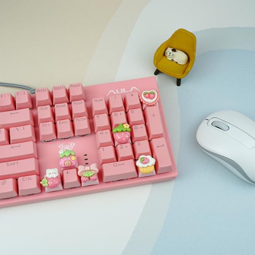 Wonhibo 6 PCS Cute Keycaps for Cherry MX Keyboards - Pink Strawberry OEM Profile ESC Key Replacement, Mechanical Keyboard Decoration for Women Girls - Image 4