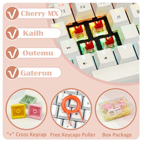 Wonhibo 6 PCS Cute Keycaps for Cherry MX Keyboards - Pink Strawberry OEM Profile ESC Key Replacement, Mechanical Keyboard Decoration for Women Girls - Image 2