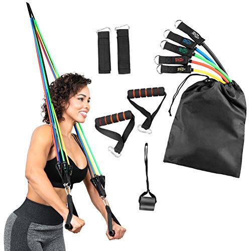 Serenily Exercise Bands, Resistance Bands for Women & Men. Workout Bands with Handles, Straps & Door Anchor Fitness Bands for Resistance Training, Home Workout Equipment Gym Bands for Physical Therapy - Image 2