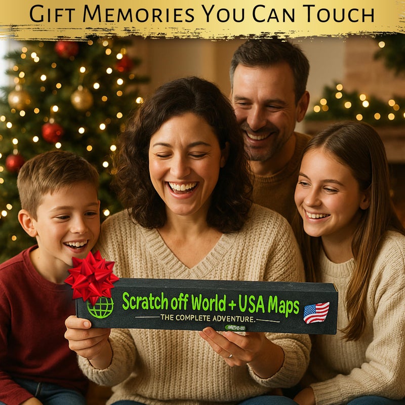 OVANTO Scratch Off World Map + USA Map â€“ 17x24â€ Wall Travel Posters with 196 Flags, Gold Foil, Pins & Accessories â€“ Premium Gift Box for Travelers, Couples, Home or Office Decor - Image 3