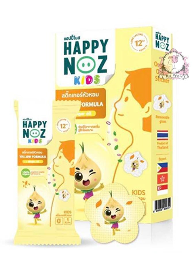 Happy Noz Organic Onion Sticker for Kids – Yellow Formula with Ginger Oil | Natural Cold & Nasal Relief | 12+ Hour Freshness | Safe for Babies 0–6 Years | 100% Organic