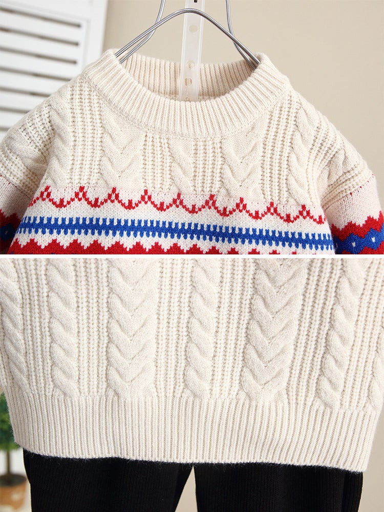 6695 Boys Crewneck Sweater Children'S Knitted Wool Top Winter Baby Base Shirt - Image 4