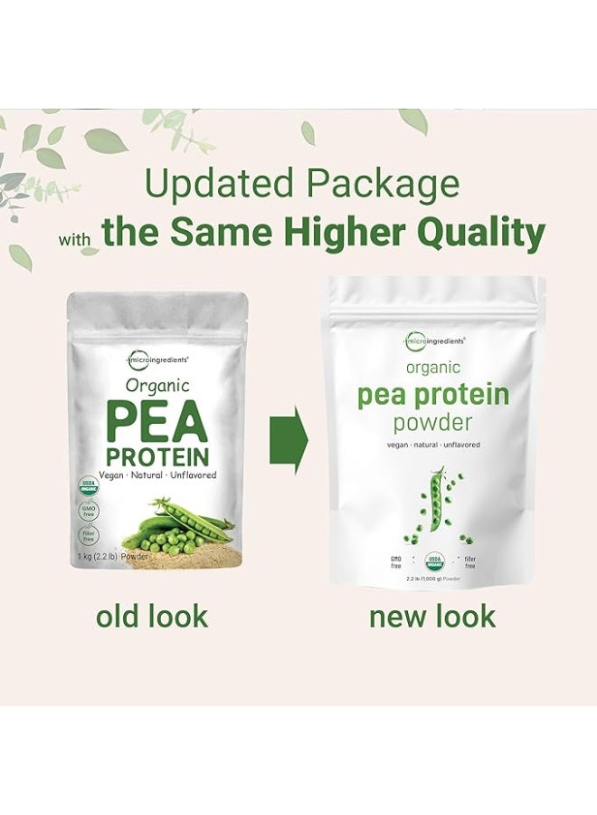 North America Grown, Organic Pea Protein Powder, 1Kg (2.2 Pounds) | Plant-Based Vegan Protein, Meatless Protein Supplement, Rich In Branched Chain Amino Acids | Non-Gmo, Soy Free