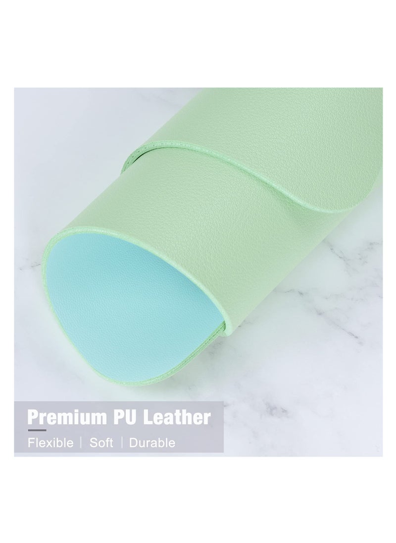 KASTWAVE Mouse Pad, Double-Sided PU Leather Small Round Mousepad 10.2 x 8.7 Inch, Anti-Slip Waterproof Pretty Lovely Mouse Mat for Office Home Gaming Laptop Men Women Kid(Green Blue)  - Image 5