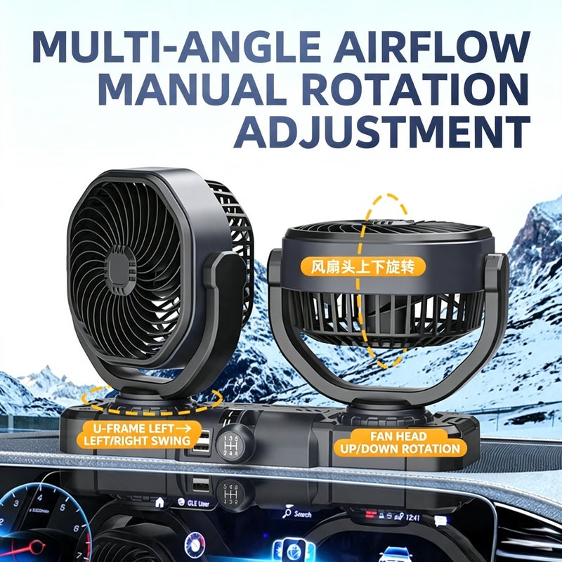 24V Vehicle Fan, Heavy Duty, Automatic Oscillation, Strong Cooling, Quiet - Image 4