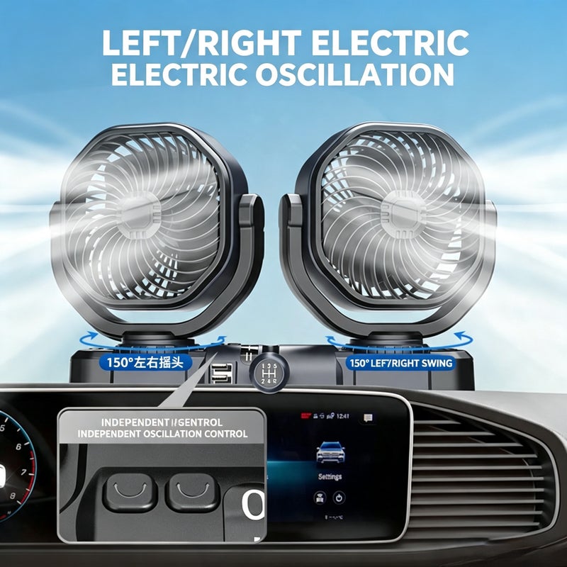 24V Vehicle Fan, Heavy Duty, Automatic Oscillation, Strong Cooling, Quiet - Image 2