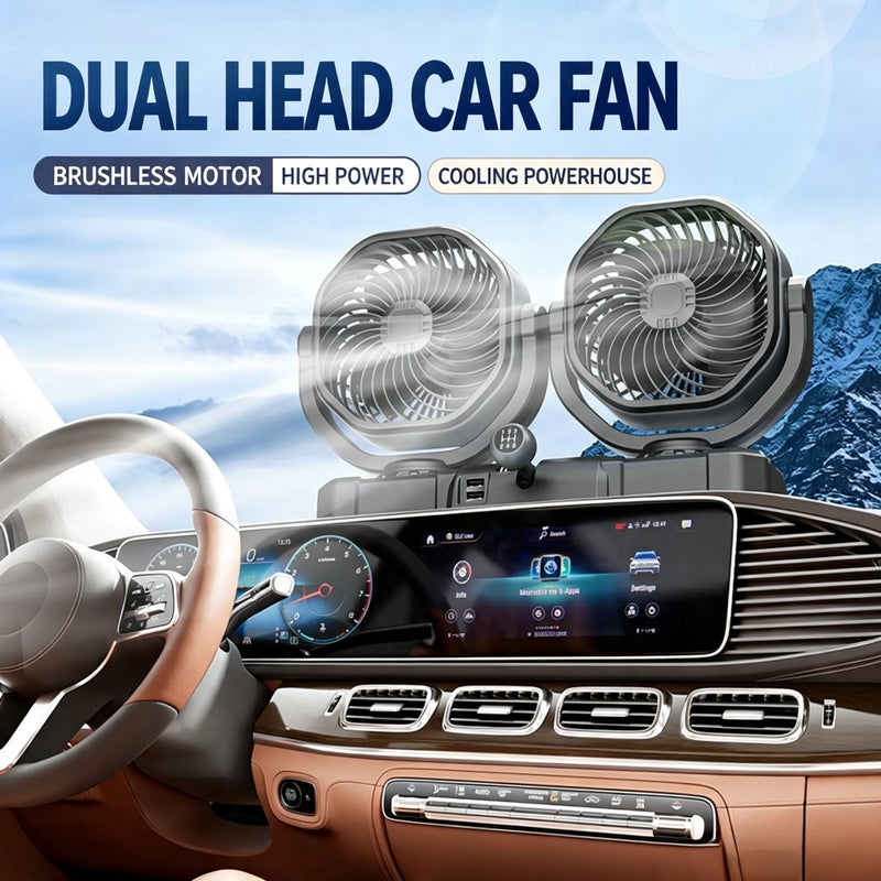 24V Vehicle Fan, Heavy Duty, Automatic Oscillation, Strong Cooling, Quiet - Image 1