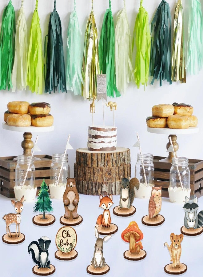 Uflashmi 12Pcs Woodland Animal Tabletop Centerpieces Decor, Forest Wild Animal Cutout Shapes for Woodland Baby Shower Party Decorations, Wood - Image 3