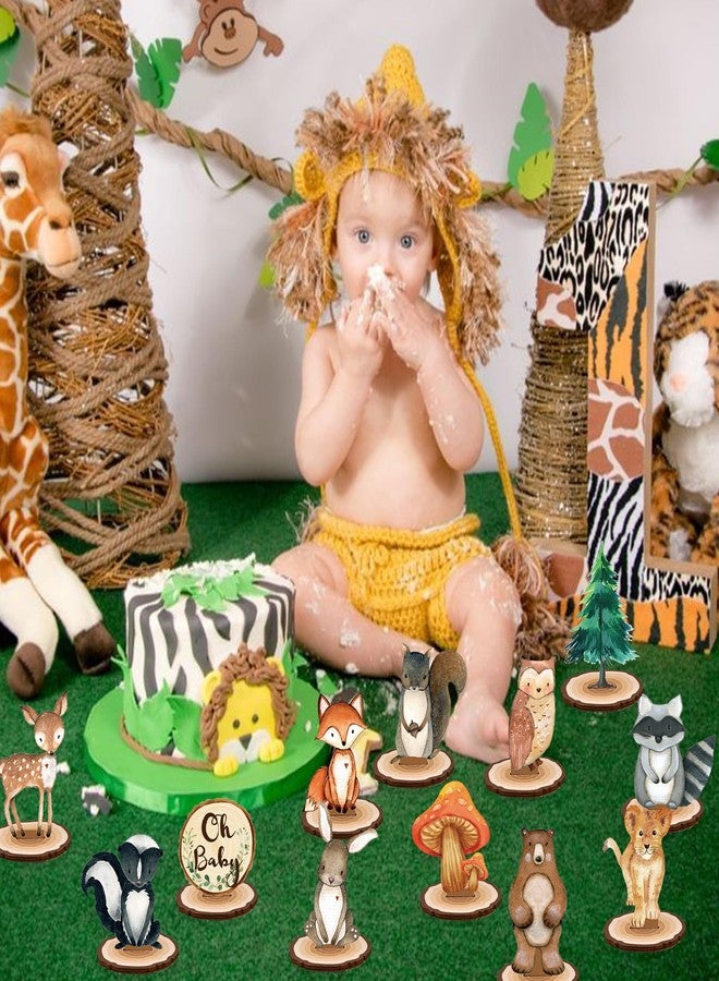 Uflashmi 12Pcs Woodland Animal Tabletop Centerpieces Decor, Forest Wild Animal Cutout Shapes for Woodland Baby Shower Party Decorations, Wood - Image 5