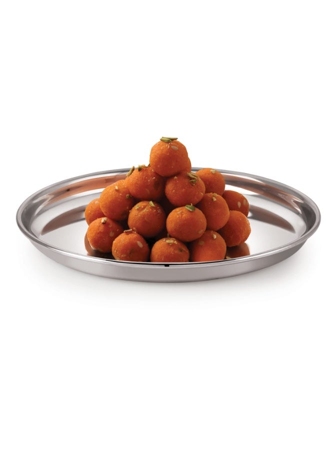 Neelam Stainless Steel 15, 22 Gauge Lazer Etching Thali, Perfect for Daily Use, Special Occasions, Durable Quality Food Grade Material, Stylish Look, Ideal for Home & Restaurant, 33 cm - Image 2