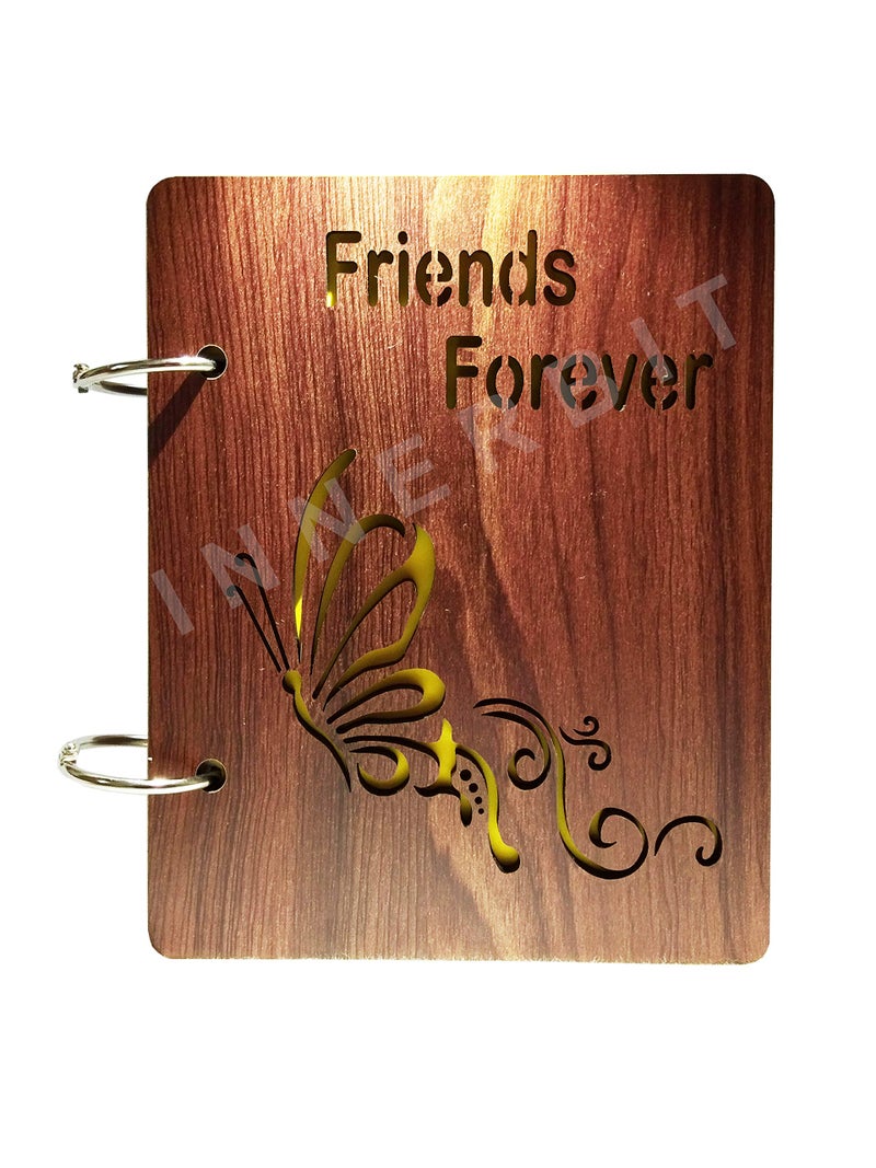 innerbit® 'Friends Forever' Wooden Artist Drawing Mini Sketch Book Doodle Pad, Size (15cm x 13 cm), 140 GSM -50 Sheets - Image 1