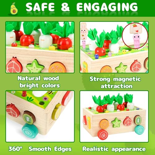 Slipps Montessori Wooden Toy, Magnetic Fishing Game, Motor Skills, Carrot Harvest, Vegetables Sorting & Stacks, Educational Gift for Toddlers Kids Ages 1 2 3 4 5 - Image 5