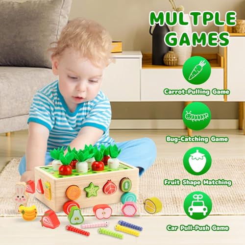 Slipps Montessori Wooden Toy, Magnetic Fishing Game, Motor Skills, Carrot Harvest, Vegetables Sorting & Stacks, Educational Gift for Toddlers Kids Ages 1 2 3 4 5 - Image 2