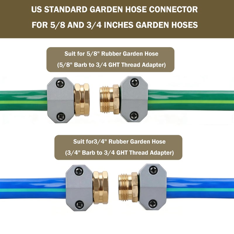 LIULO TOOL Garden Hose Repair Kit, 3 Sets Aluminum Alloy Garden Hose End Mender Kit, Male and Female Garden Water Hose Repair Connector Fittings, Fit 5/8" and 3/4" Garden Hose Connector - Image 4