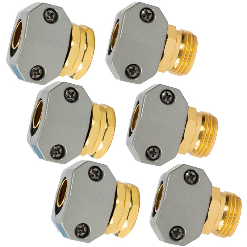 LIULO TOOL Garden Hose Repair Kit, 3 Sets Aluminum Alloy Garden Hose End Mender Kit, Male and Female Garden Water Hose Repair Connector Fittings, Fit 5/8" and 3/4" Garden Hose Connector - Image 1