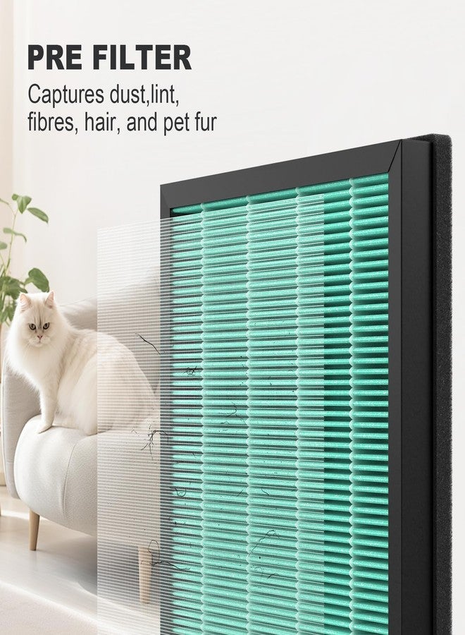 CFKREYA 4 Pack AP2000WF Replacement Filter Compatible with KNKA AP2000WF Air Puri-fier, 3 Stages of Filtration with Carbon Filter, Pet Dander Version, Green - Image 4
