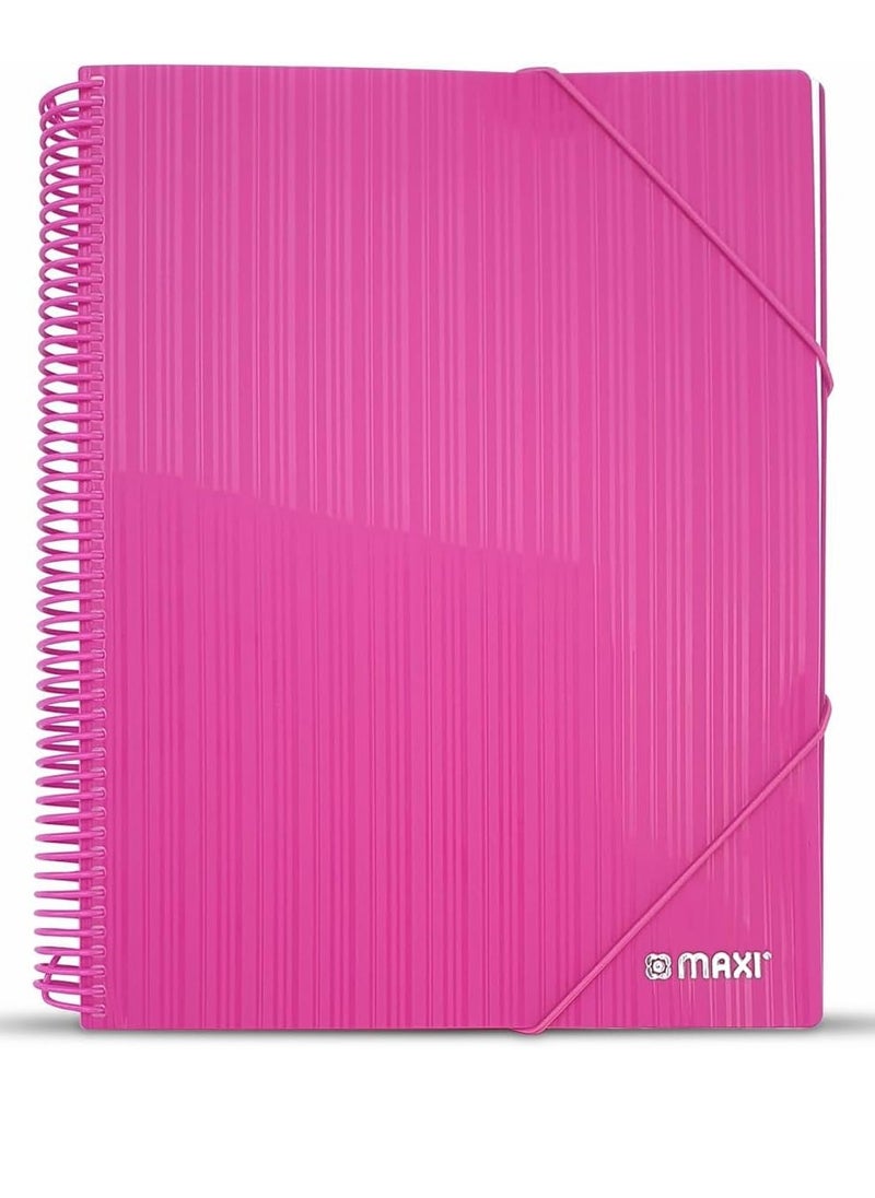 Maxi Maxi Spiral Display Book 20 Pocket Pink, Clear Pockets Book File Folder Document Presentation Organizer for Portfolio Music Artwork Display for School Business Office  - Image 1