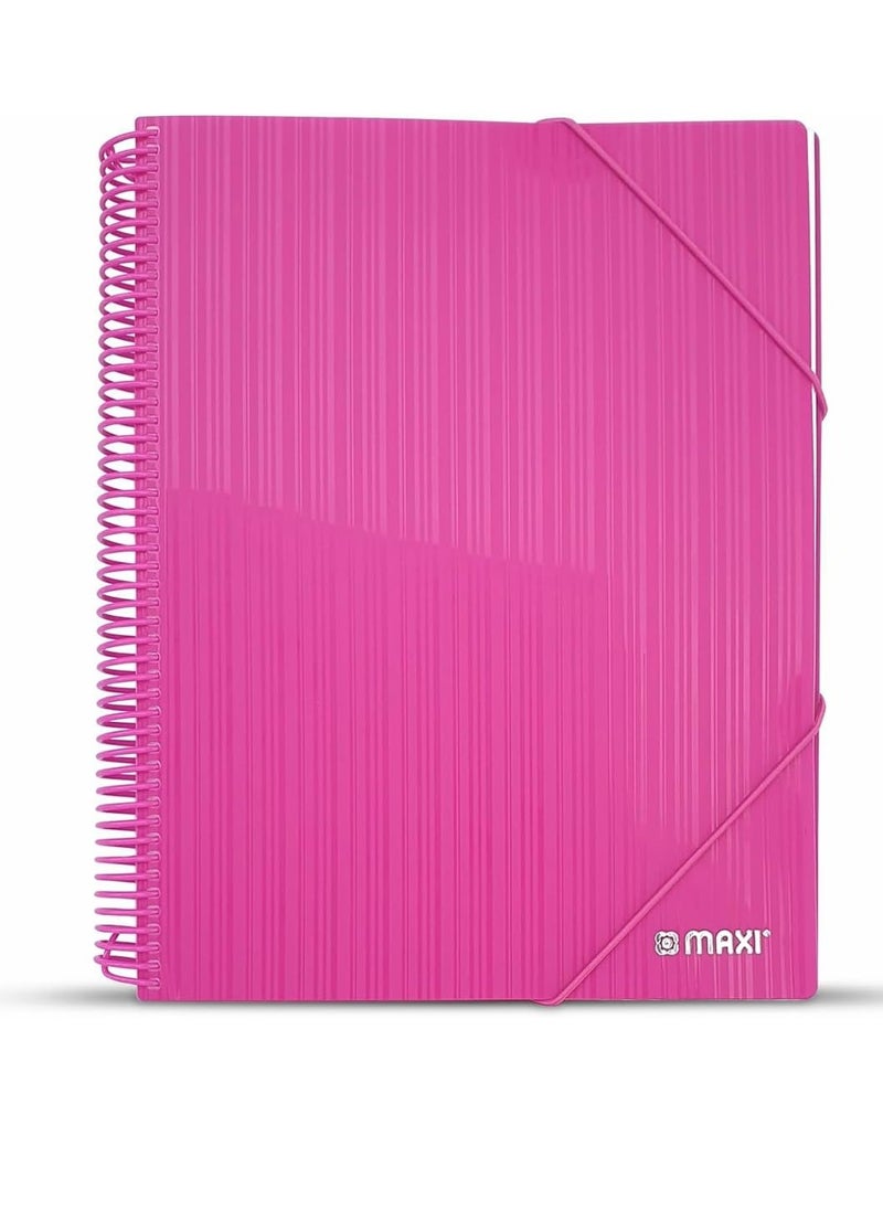 Maxi Maxi Spiral Display Book 20 Pocket Pink, Clear Pockets Book File Folder Document Presentation Organizer for Portfolio Music Artwork Display for School Business Office  - Image 2