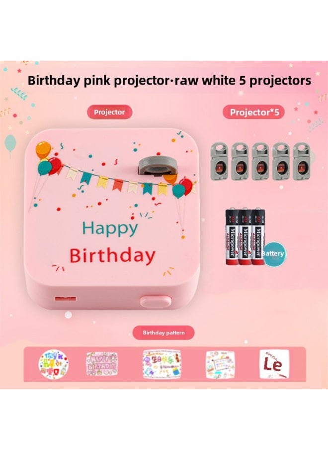 ماركة غير محددة Little Red Book TikTok نفس النمط Ins Happy Birth Projection Lamp اعتراف الصور كتاب العارض صور الدعائم الغلاف الجوي اللون: [عيد ميلاد وردي] 5 بطاقات موضوع عيد ميلاد + 3 بطاريات رقم 7  - Image 1