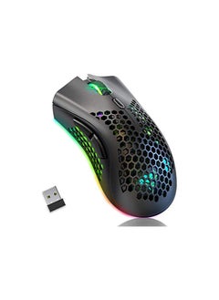 Aookay Wireless Gaming Mouse, Computer Mouse with Honeycomb Shell, 6 Programmed Buttons, 3 Adjustable DPI, Silent Click, USB Receiver, Ergonomic RGB Optical Gamer Mice Mouse for Laptop PC Mac(Black)  - Image 1