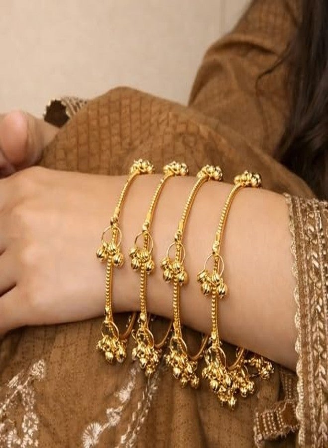 Honbon 8 Pcs Kashmiri Ghunghroo Bangles Set for Girls & Women | Oxidised Traditional Chudi Set | Latkan Ghungroo Beads Kada Set | Kangan Viral Kashmiri Metal Chudiya for Festival, Wedding, Daily Office Wear Jewelry (2.4) - Image 2