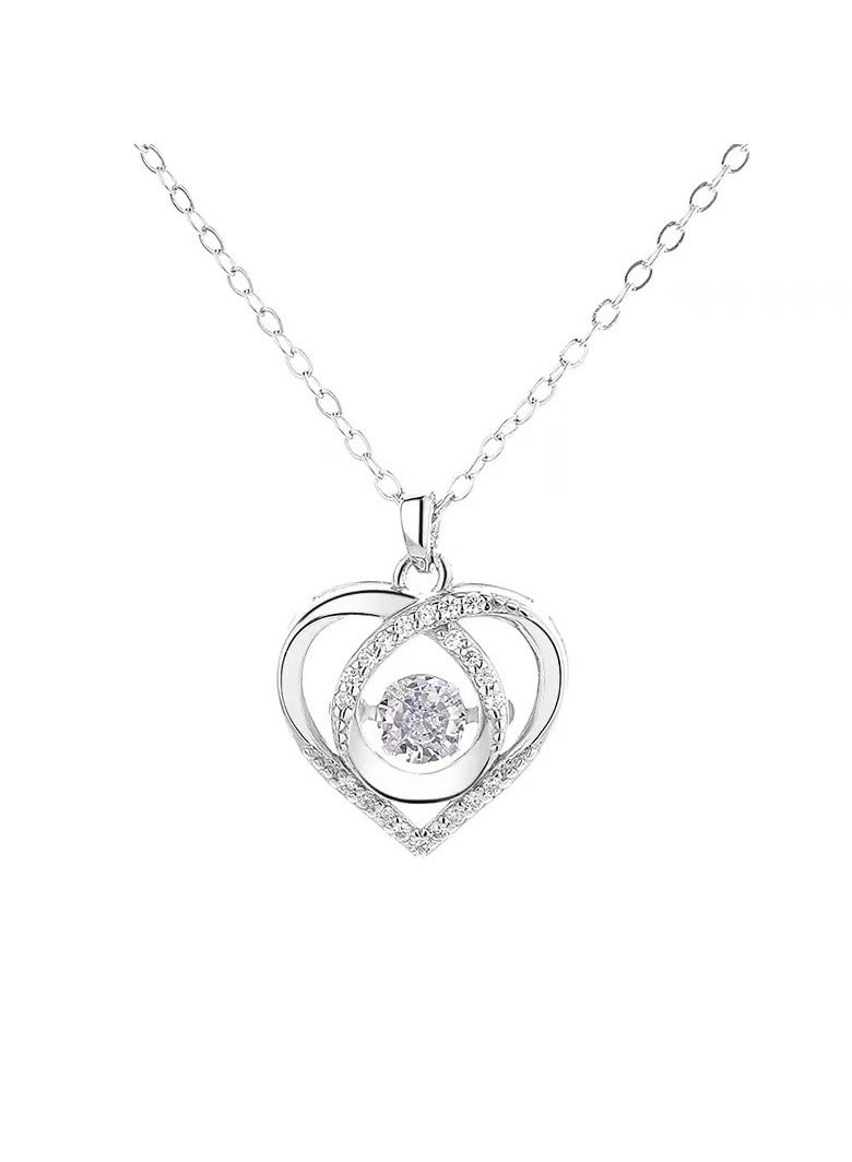 Thumping heart spirit necklace women summer white diamond 45+5cm