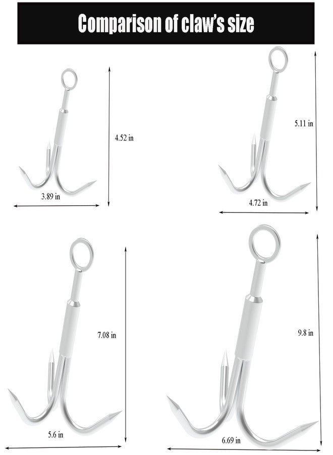 MHDMAG Grappling Hook with 65FT Nylon Rope, Anchor Hook Carabiner Climbing with 3-Claw Stainless Steel Hooks for Anchor Retrieving, Outdoor Hiking, Tree Limb Removal (Big Grappling Hook with Rope) - Image 4