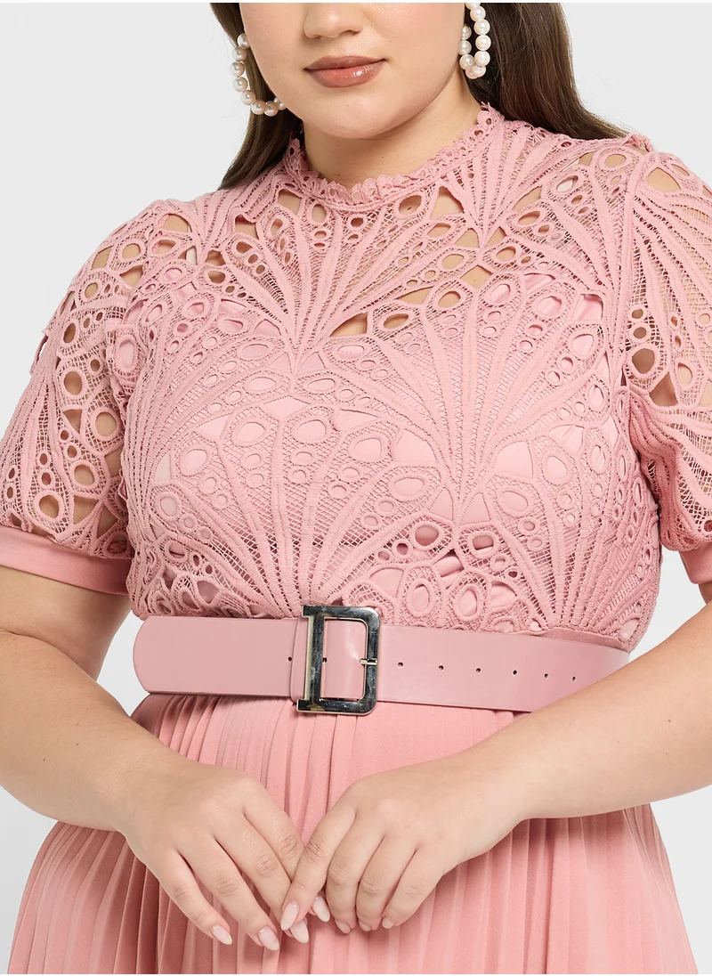ايلا بلس Pleated Dress With Lacework