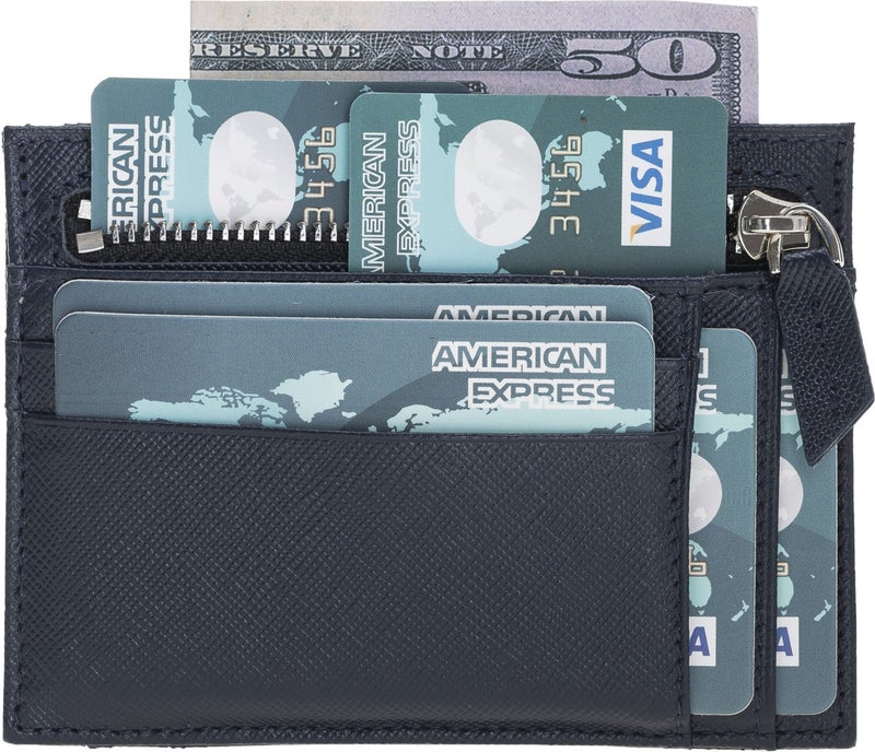 BOULETTA Zip Leather Women's Zippered Card Holder Snb Navy Blue  - Image 1