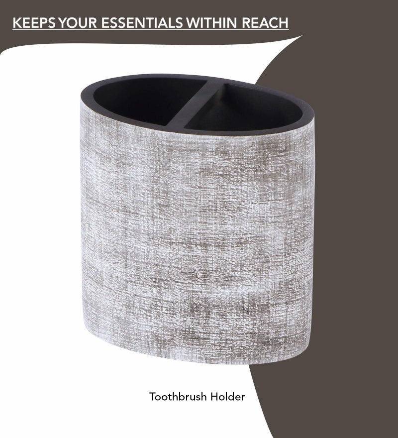 Obsessions Polyresin 4 Pcs Bathroom Set_Taupe - Image 4