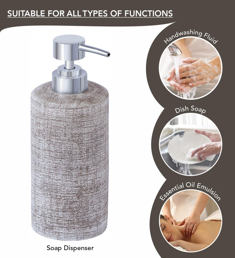 Obsessions Polyresin 4 Pcs Bathroom Set_Taupe - Image 3