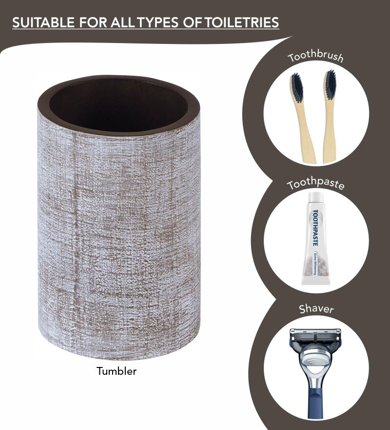 Obsessions Polyresin 4 Pcs Bathroom Set_Taupe - Image 5