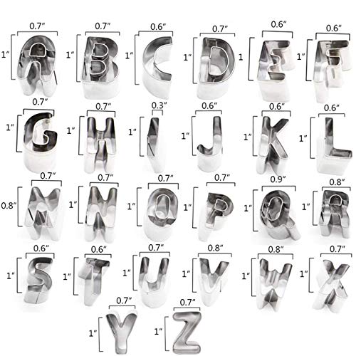 ALNGFUIK 26pcs Alphabet Cookie Cutters Set Small Stainless Steel Letter Cookie Cutters Molds for Baking, Pastry, Fondant, Donuts Biscuit, Fruit, Cake Decorating Tools by ALNGFUIK - Image 4