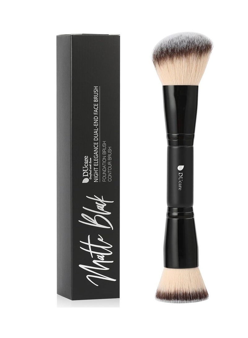DUcare DUcare Foundation Brush Contour Bronzer Double Ended Makeup Brush for Blending Liquid Powder Concealer Cream Blush Buffe Black - Image 1