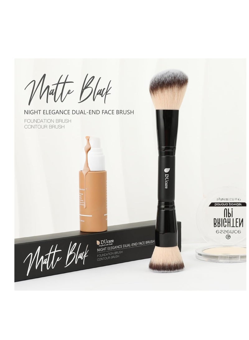 DUcare DUcare Foundation Brush Contour Bronzer Double Ended Makeup Brush for Blending Liquid Powder Concealer Cream Blush Buffe Black - Image 3