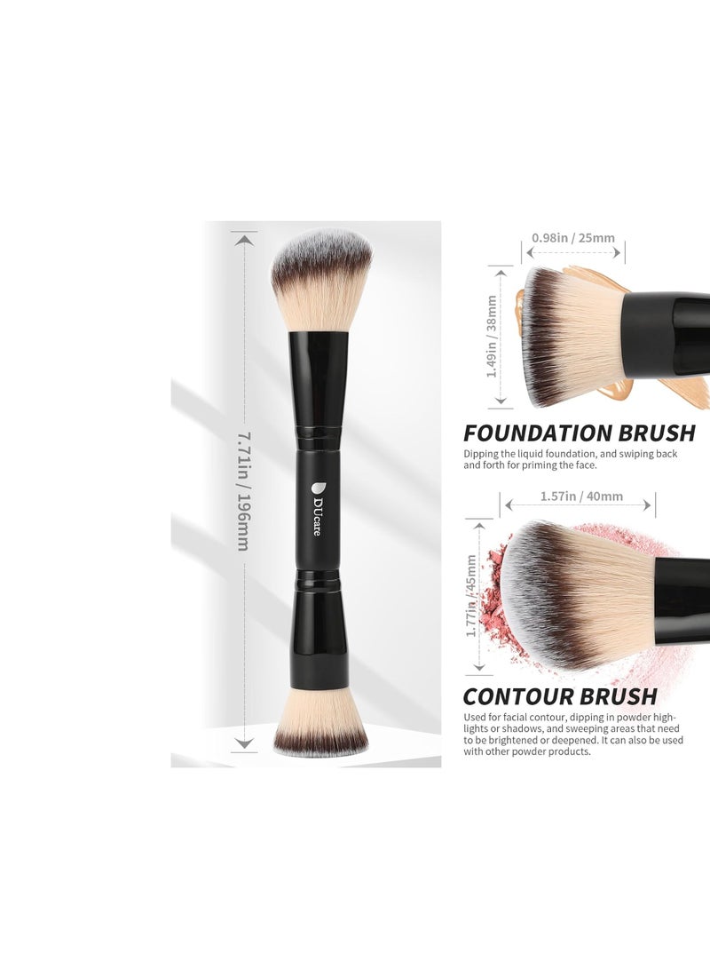 DUcare DUcare Foundation Brush Contour Bronzer Double Ended Makeup Brush for Blending Liquid Powder Concealer Cream Blush Buffe Black - Image 4