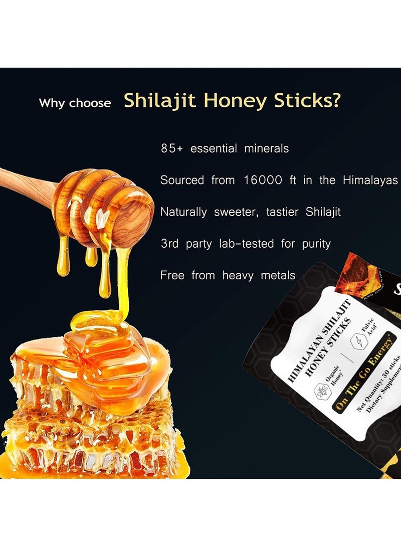 Himalayan Shilajit Honey Sticks 30 Sticks,Rich in 85+ Essential Minerals for The Body - Image 3