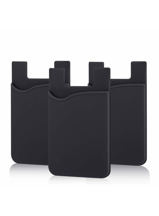 Pofesun Adhesive Phone Card Holder, 3 Pack Silicone Stick-on Wallet ID/Credit Card Holder Pouch Sleeve Self Adhesive Sticker Case for iPhone 17 16 15 14 13 12 Pro Max,iPad,Samsung Galaxy,Tablet - Image 1