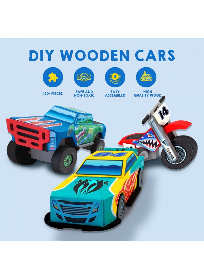 JOYIN JOYIN Kids Craft Kit Build & Paint Your Own Wooden Race Car Art & Craft Kit DIY Toy Make Your Own Car Truck Toy Construct and Paint Craft Kit, Presents for Kids  - Image 3