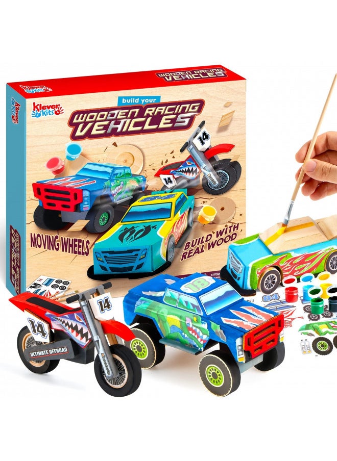 JOYIN JOYIN Kids Craft Kit Build & Paint Your Own Wooden Race Car Art & Craft Kit DIY Toy Make Your Own Car Truck Toy Construct and Paint Craft Kit, Presents for Kids  - Image 1